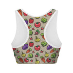 Pixel Vegetables Pattern Print Women's Sports Bra