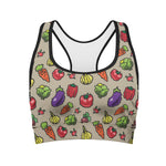 Pixel Vegetables Pattern Print Women's Sports Bra
