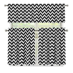 Pixel Zigzag Pattern Print 3 Piece Kitchen Curtains