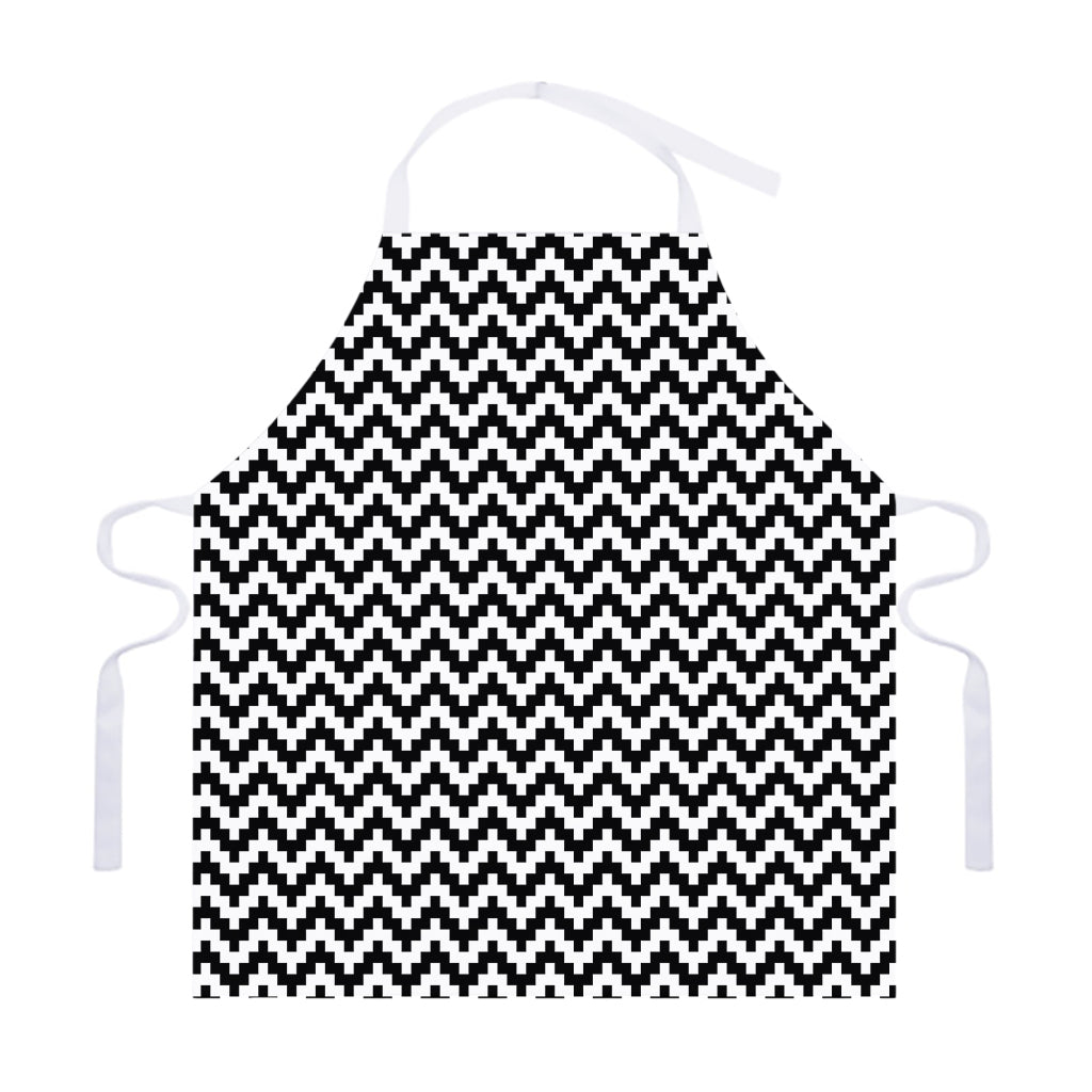 Pixel Zigzag Pattern Print Adjustable Apron