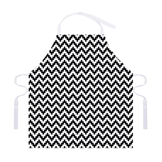 Pixel Zigzag Pattern Print Adjustable Apron