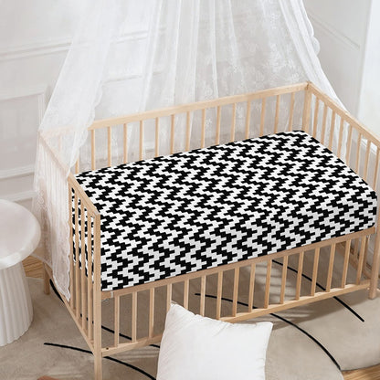 Pixel Zigzag Pattern Print Baby Crib Sheet