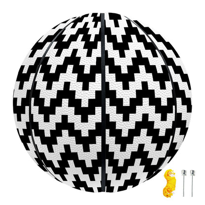 Pixel Zigzag Pattern Print Basketball