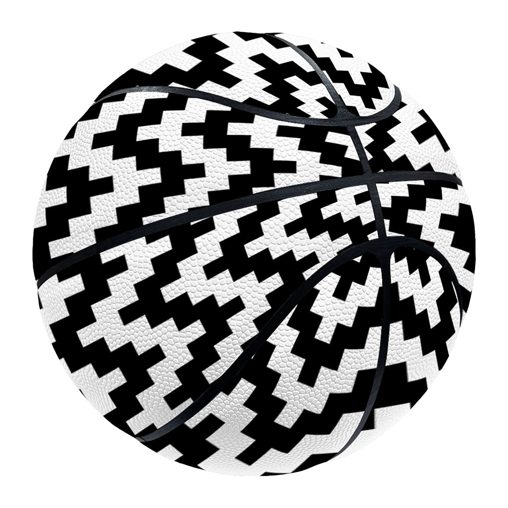 Pixel Zigzag Pattern Print Basketball