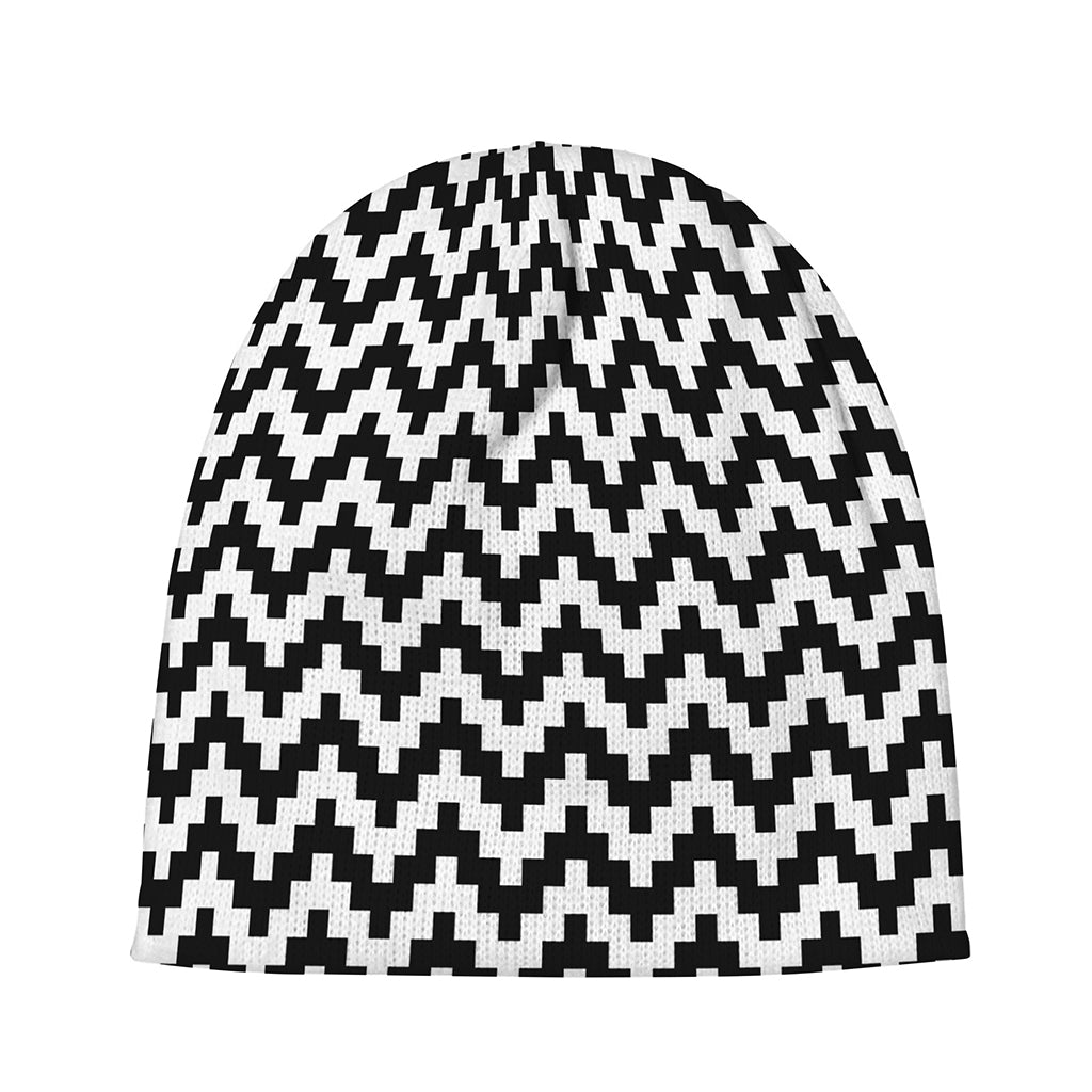 Pixel Zigzag Pattern Print Beanie