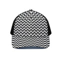Pixel Zigzag Pattern Print Black Mesh Trucker Hat