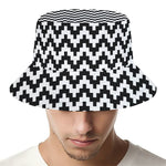 Pixel Zigzag Pattern Print Bucket Hat