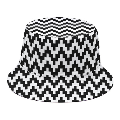 Pixel Zigzag Pattern Print Bucket Hat