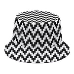 Pixel Zigzag Pattern Print Bucket Hat