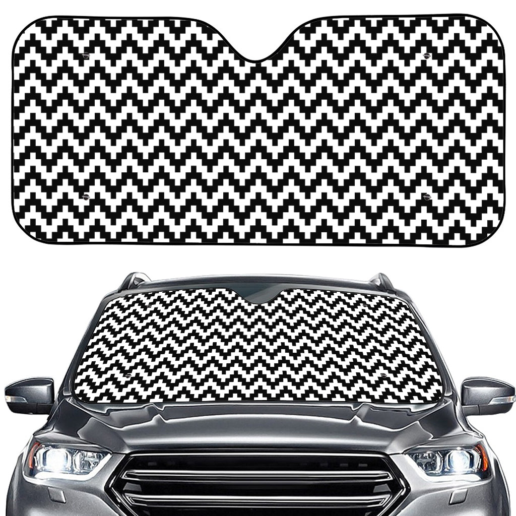 Pixel Zigzag Pattern Print Car Windshield Sun Shade