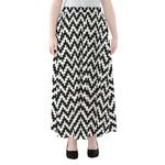 Pixel Zigzag Pattern Print Chiffon Maxi Skirt