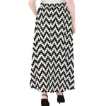 Pixel Zigzag Pattern Print Chiffon Maxi Skirt