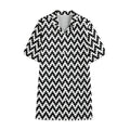 Pixel Zigzag Pattern Print Cotton Hawaiian Shirt