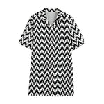 Pixel Zigzag Pattern Print Cotton Hawaiian Shirt
