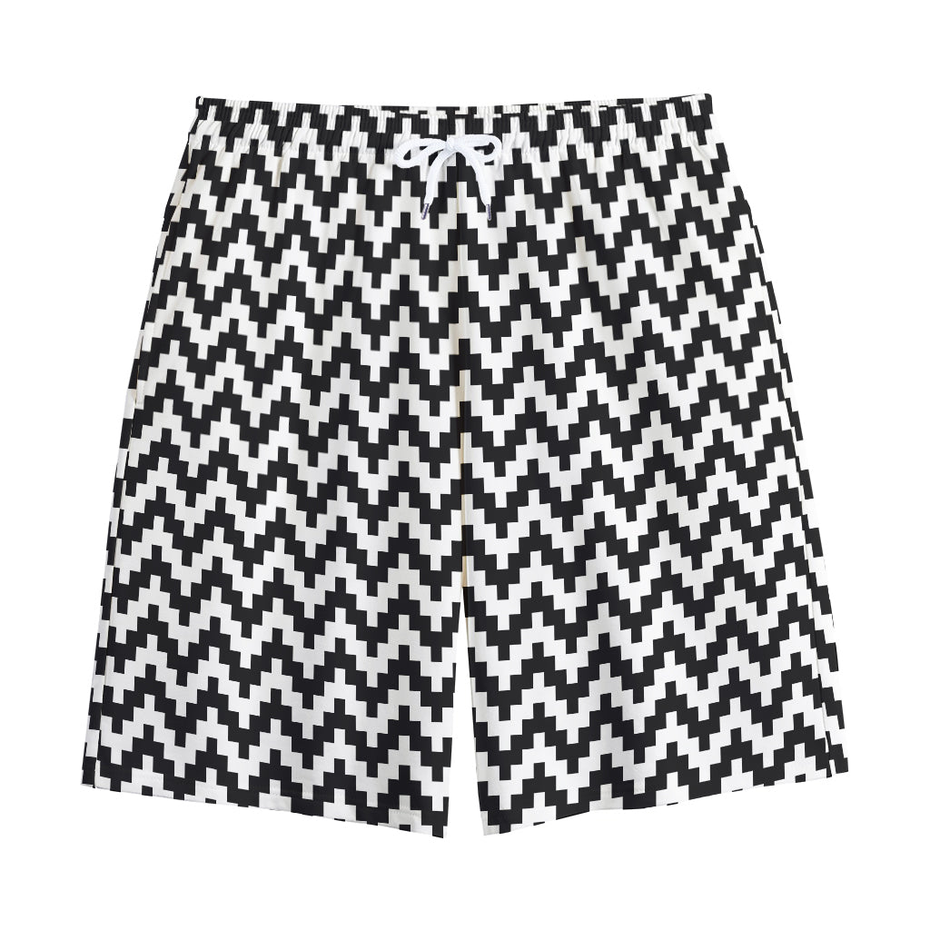 Pixel Zigzag Pattern Print Cotton Shorts