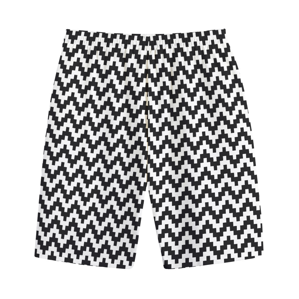 Pixel Zigzag Pattern Print Cotton Shorts