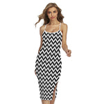 Pixel Zigzag Pattern Print Cross Back Cami Dress