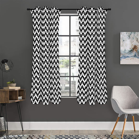 Pixel Zigzag Pattern Print Curtain