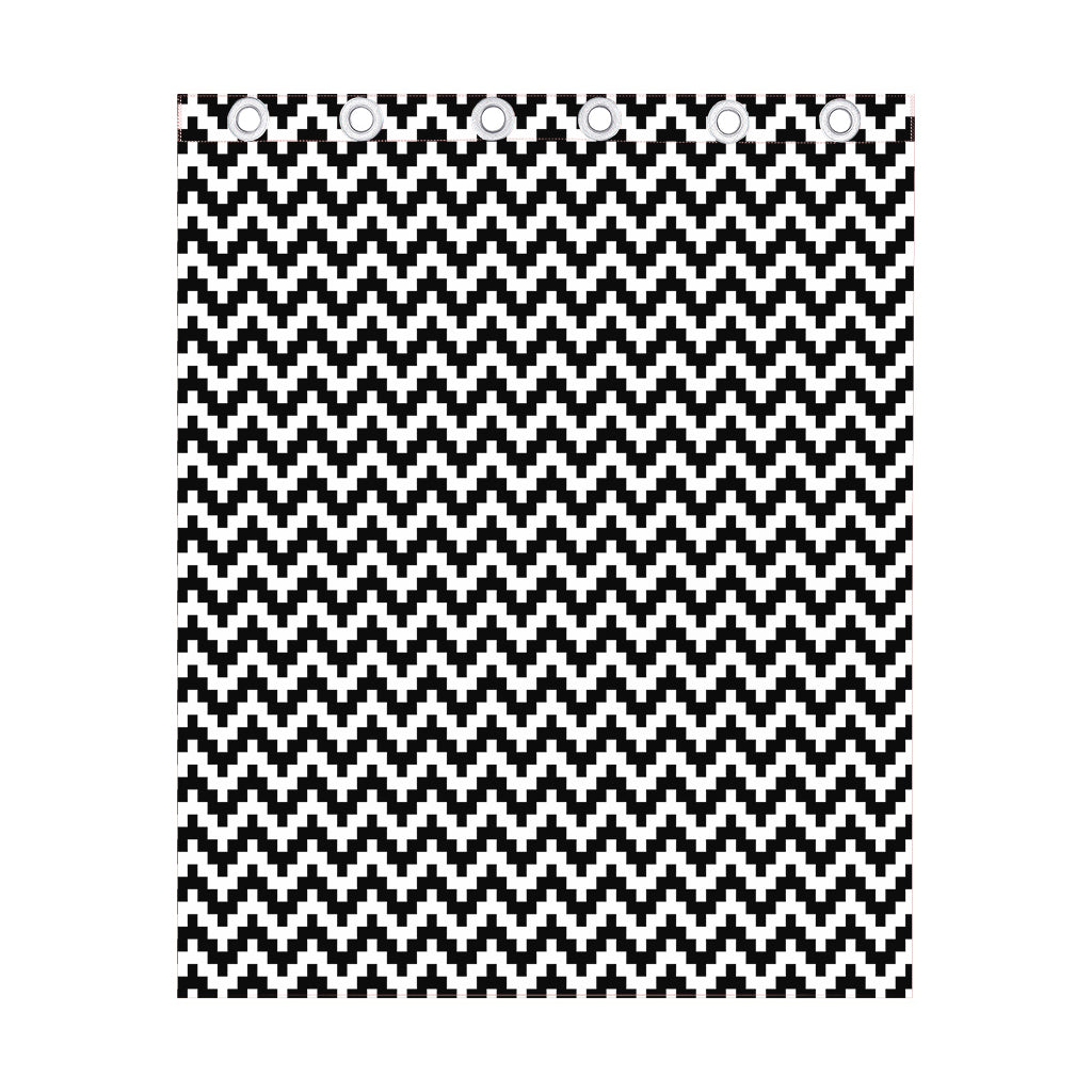 Pixel Zigzag Pattern Print Curtain