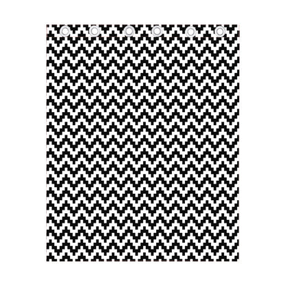 Pixel Zigzag Pattern Print Curtain