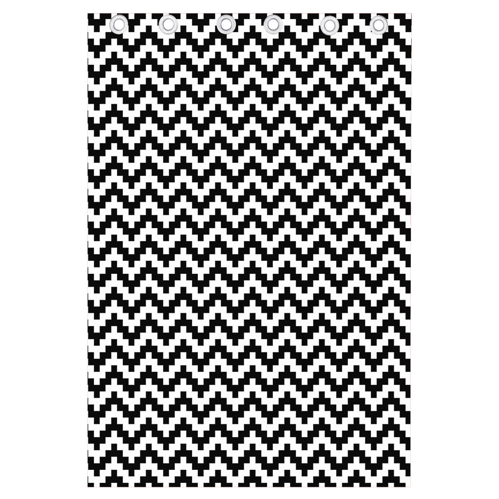 Pixel Zigzag Pattern Print Curtain