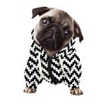 Pixel Zigzag Pattern Print Dog Zip Up Hoodie