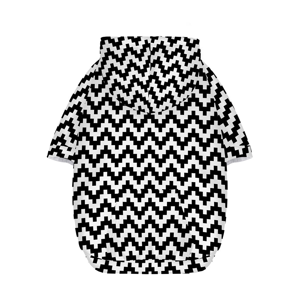 Pixel Zigzag Pattern Print Dog Zip Up Hoodie