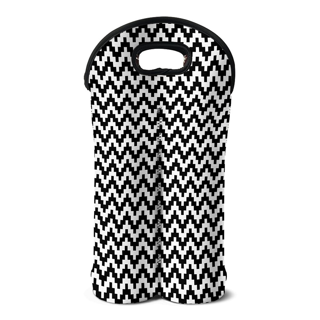 Pixel Zigzag Pattern Print Double Neoprene Wine Tote
