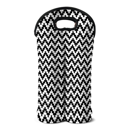 Pixel Zigzag Pattern Print Double Neoprene Wine Tote