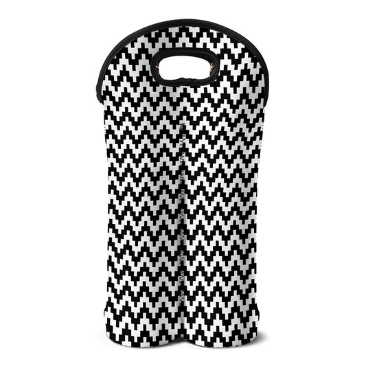 Pixel Zigzag Pattern Print Double Neoprene Wine Tote