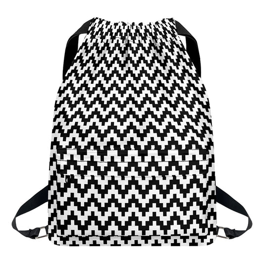 Pixel Zigzag Pattern Print Drawstring Backpack