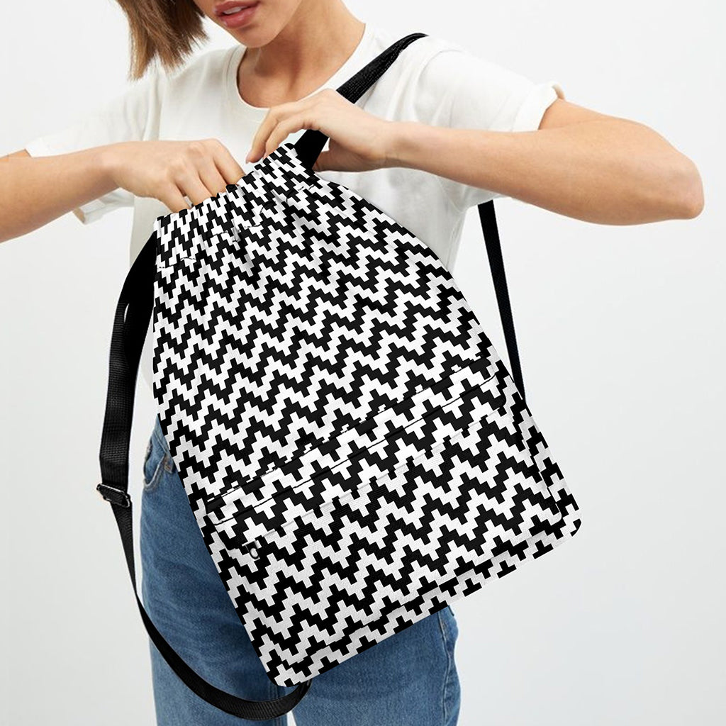 Pixel Zigzag Pattern Print Drawstring Backpack