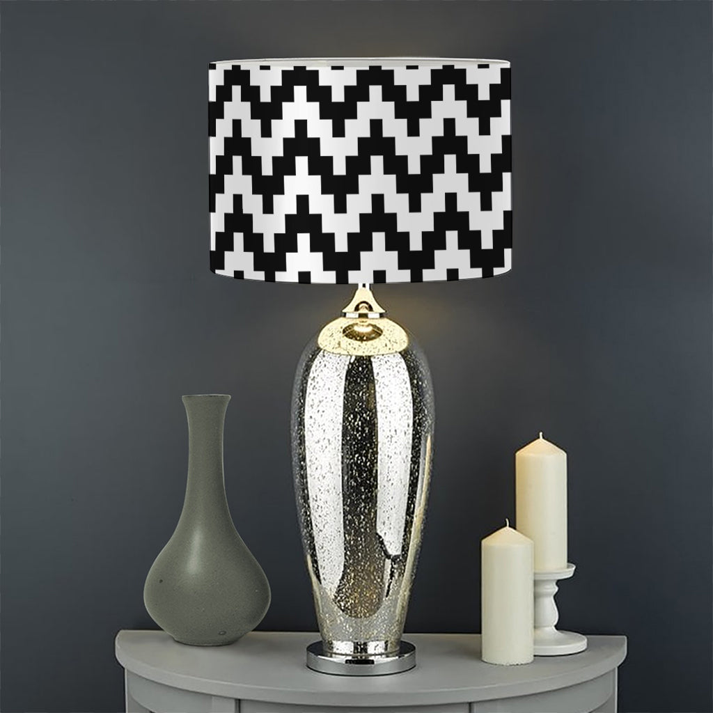 Pixel Zigzag Pattern Print Drum Lamp Shade