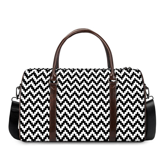 Pixel Zigzag Pattern Print Duffle Bag