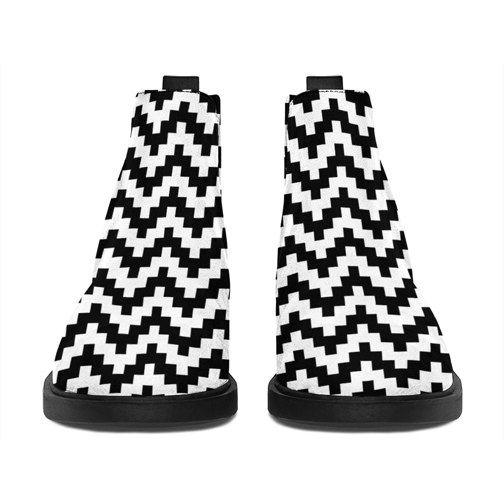 Pixel Zigzag Pattern Print Flat Ankle Boots
