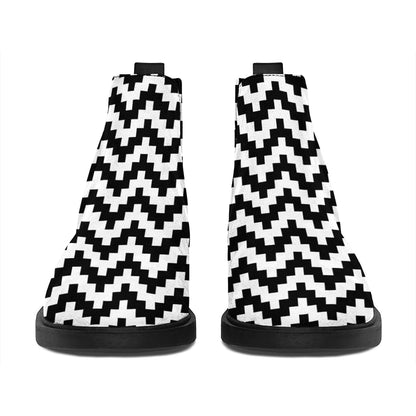 Pixel Zigzag Pattern Print Flat Ankle Boots