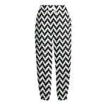Pixel Zigzag Pattern Print Fleece Lined Knit Pants
