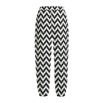Pixel Zigzag Pattern Print Fleece Lined Knit Pants