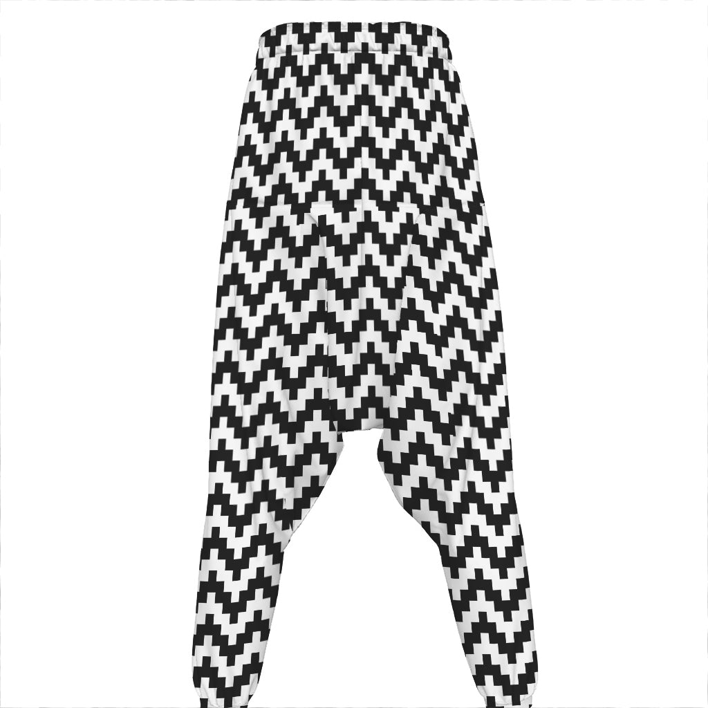 Pixel Zigzag Pattern Print Hammer Pants