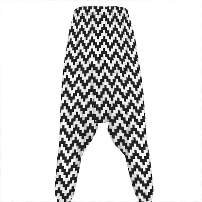 Pixel Zigzag Pattern Print Hammer Pants