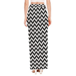 Pixel Zigzag Pattern Print High Slit Maxi Skirt