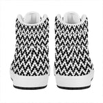 Pixel Zigzag Pattern Print High Top Leather Sneakers