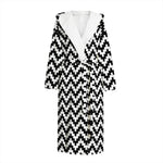 Pixel Zigzag Pattern Print Hooded Bathrobe