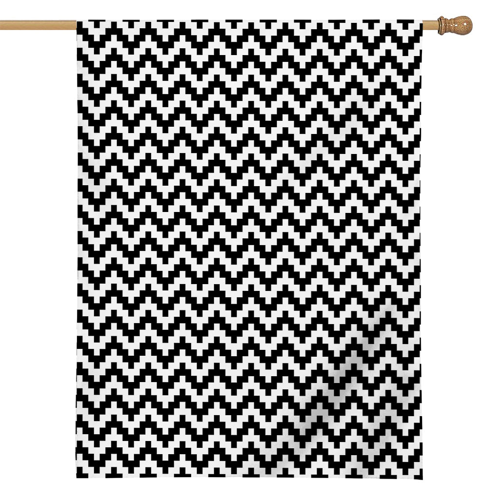 Pixel Zigzag Pattern Print House Flag
