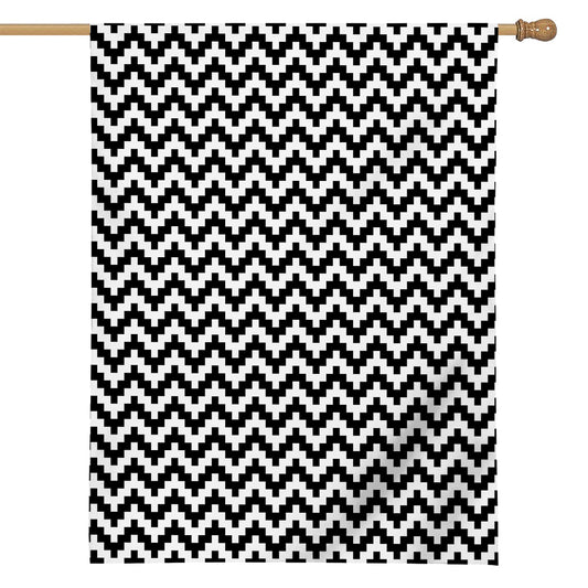 Pixel Zigzag Pattern Print House Flag