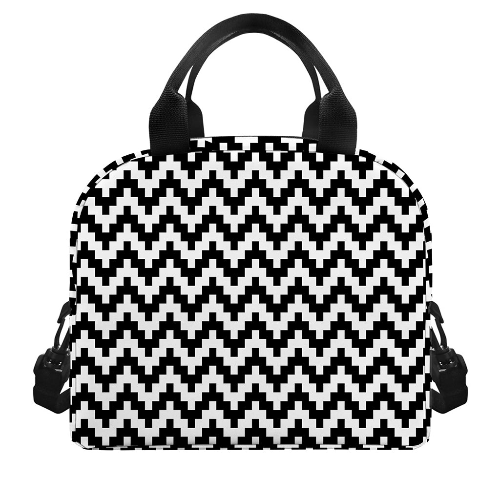 Pixel Zigzag Pattern Print Insulated Lunch Bag