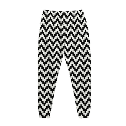 Pixel Zigzag Pattern Print Jogger Pants