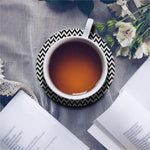 Pixel Zigzag Pattern Print Leather Coaster Set