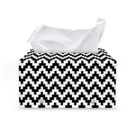 Pixel Zigzag Pattern Print Leather Tissue Box Cover
