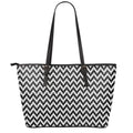 Pixel Zigzag Pattern Print Leather Tote Bag With Zipper